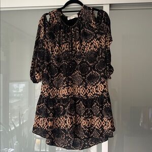 Amanda Uprichard Black and Tan Patterned Dress